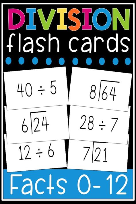 Free Printable Division Flash Cards 0 12 With Answers On Back